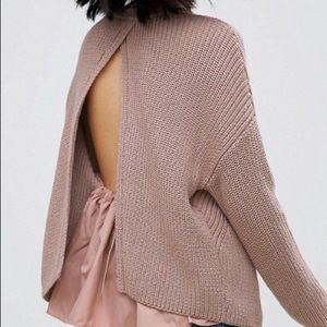 Pink oversized open back sweater